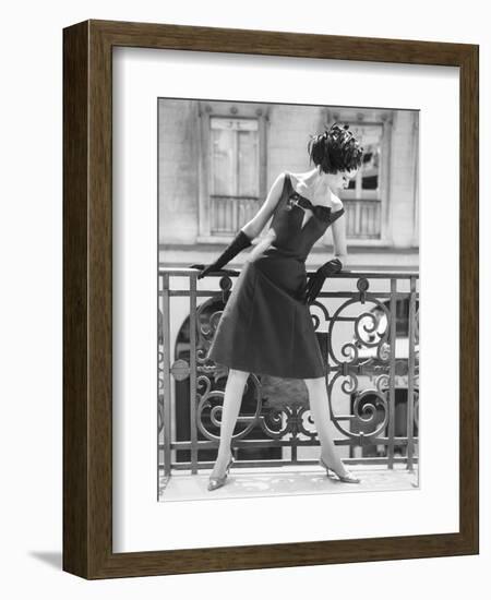 Evening Gown and Feathered Hat, 1960s-John French-Framed Giclee Print