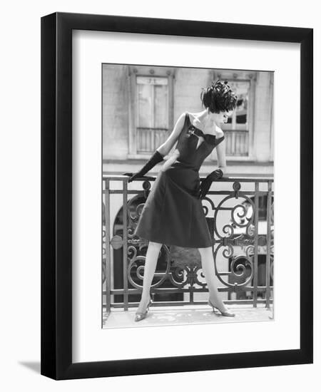 Evening Gown and Feathered Hat, 1960s-John French-Framed Giclee Print