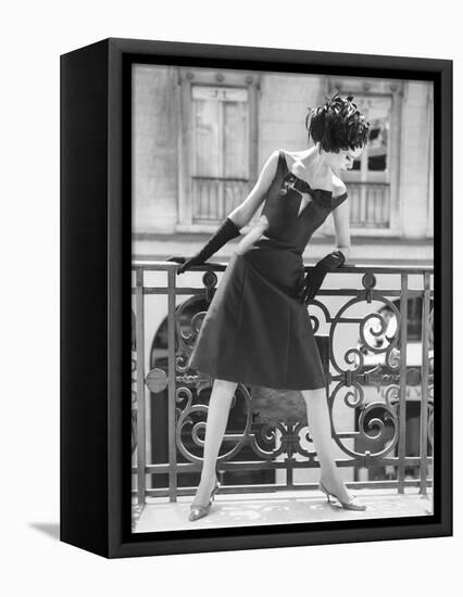 Evening Gown and Feathered Hat, 1960s-John French-Framed Premier Image Canvas