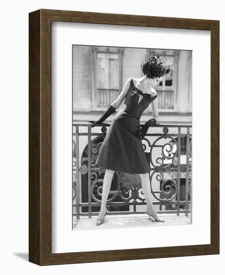 Evening Gown and Feathered Hat, 1960s-John French-Framed Giclee Print