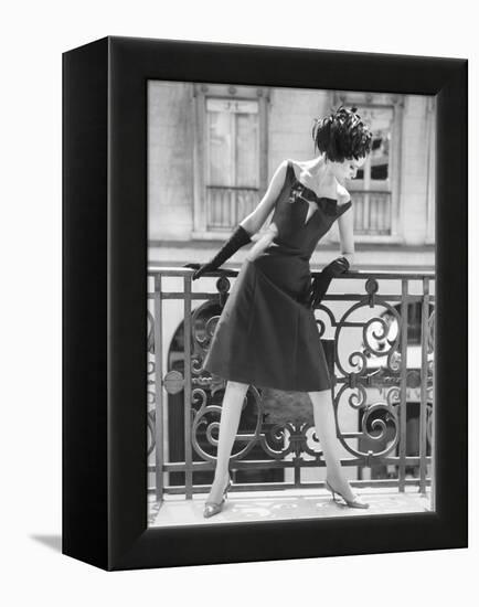 Evening Gown and Feathered Hat, 1960s-John French-Framed Premier Image Canvas