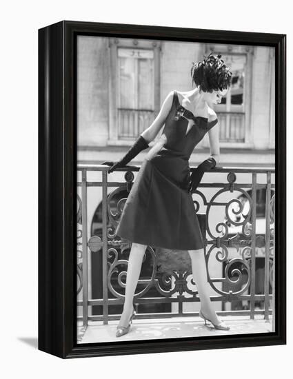 Evening Gown and Feathered Hat, 1960s-John French-Framed Premier Image Canvas