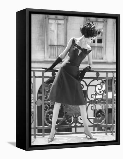 Evening Gown and Feathered Hat, 1960s-John French-Framed Premier Image Canvas