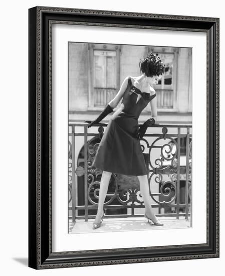 Evening Gown and Feathered Hat, 1960s-John French-Framed Giclee Print