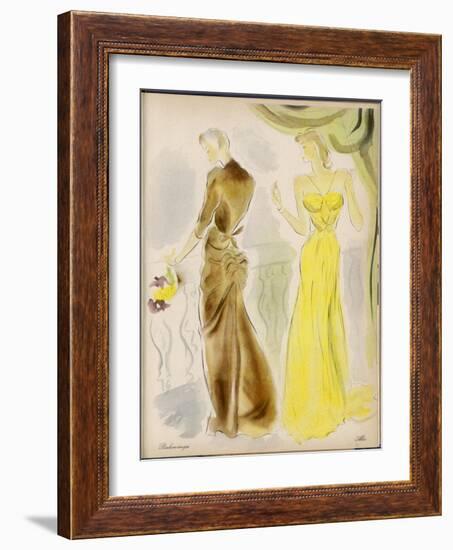 Evening Gowns by Balenciaga and Alix-null-Framed Art Print