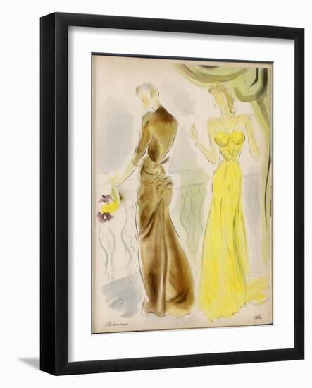 Evening Gowns by Balenciaga and Alix-null-Framed Art Print