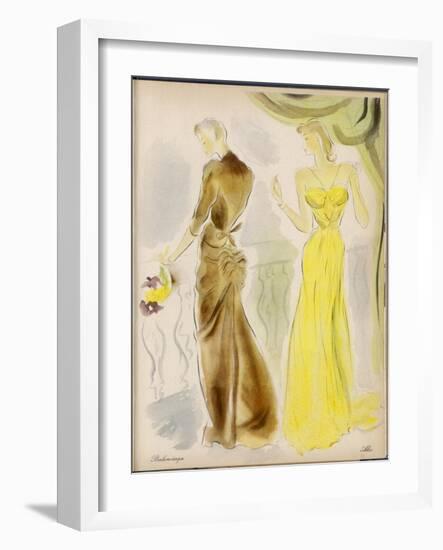 Evening Gowns by Balenciaga and Alix-null-Framed Art Print