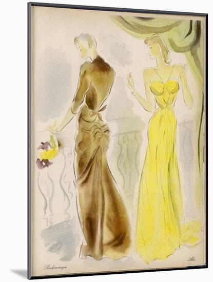 Evening Gowns by Balenciaga and Alix-null-Mounted Art Print