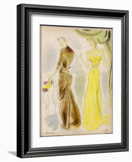 Evening Gowns by Balenciaga and Alix-null-Framed Art Print