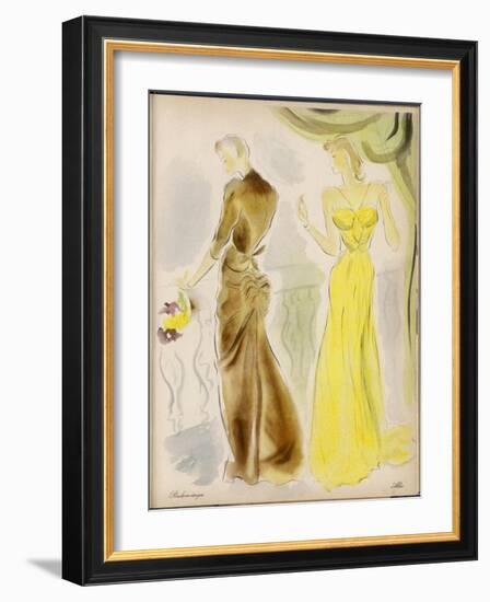 Evening Gowns by Balenciaga and Alix-null-Framed Art Print