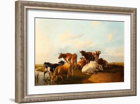 Evening in the Meadows, 1871-Thomas Sidney Cooper-Framed Giclee Print