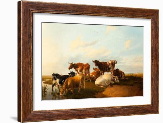 Evening in the Meadows, 1871-Thomas Sidney Cooper-Framed Giclee Print