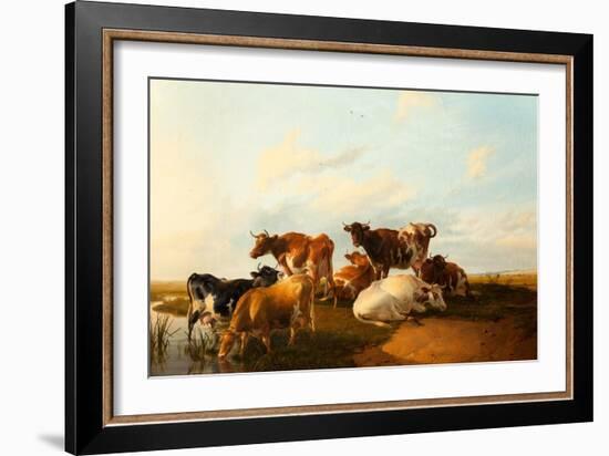 Evening in the Meadows, 1871-Thomas Sidney Cooper-Framed Giclee Print