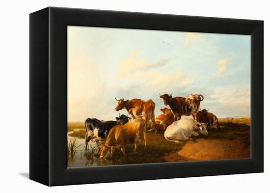 Evening in the Meadows, 1871-Thomas Sidney Cooper-Framed Premier Image Canvas