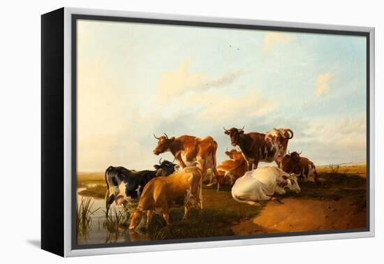 Evening in the Meadows, 1871-Thomas Sidney Cooper-Framed Premier Image Canvas