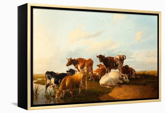 Evening in the Meadows, 1871-Thomas Sidney Cooper-Framed Premier Image Canvas