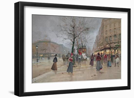 Evening in the Opera Quartier of the Grands Boulevards, Early 20th Century]-Luigi Loir-Framed Giclee Print