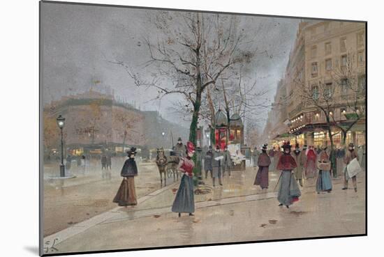 Evening in the Opera Quartier of the Grands Boulevards, Early 20th Century]-Luigi Loir-Mounted Giclee Print