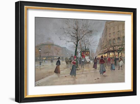 Evening in the Opera Quartier of the Grands Boulevards, Early 20th Century]-Luigi Loir-Framed Giclee Print