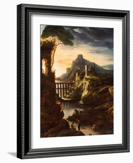 Evening: Landscape with an Aqueduct, 1818-Theodore Gericault-Framed Giclee Print