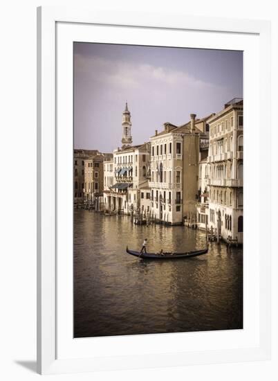 Evening light and gondola on the Grand Canal, Venice, Veneto, Italy-Russ Bishop-Framed Premium Photographic Print