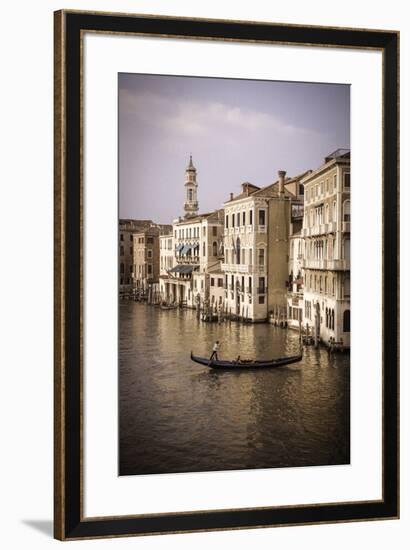 Evening light and gondola on the Grand Canal, Venice, Veneto, Italy-Russ Bishop-Framed Premium Photographic Print