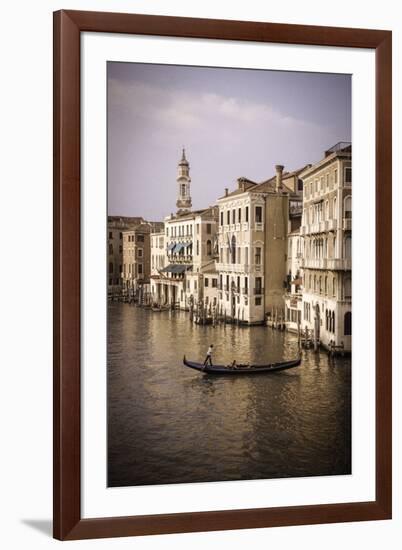 Evening light and gondola on the Grand Canal, Venice, Veneto, Italy-Russ Bishop-Framed Premium Photographic Print