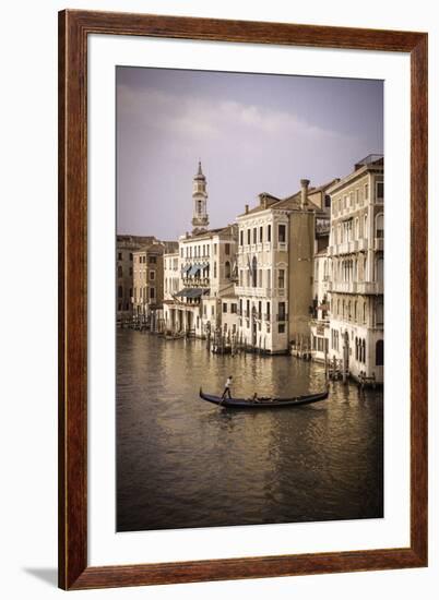 Evening light and gondola on the Grand Canal, Venice, Veneto, Italy-Russ Bishop-Framed Premium Photographic Print