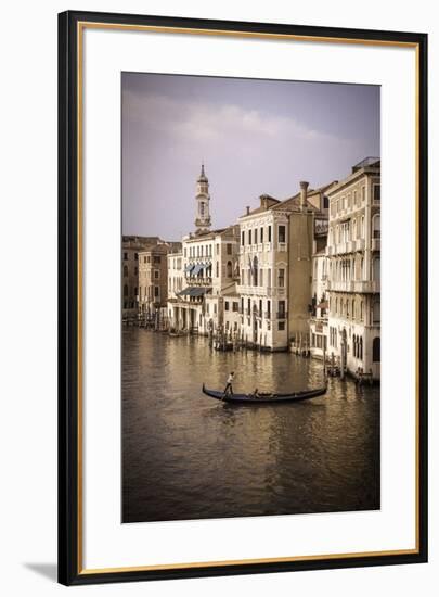 Evening light and gondola on the Grand Canal, Venice, Veneto, Italy-Russ Bishop-Framed Premium Photographic Print