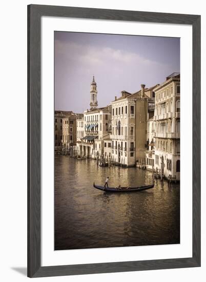 Evening light and gondola on the Grand Canal, Venice, Veneto, Italy-Russ Bishop-Framed Premium Photographic Print