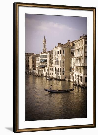 Evening light and gondola on the Grand Canal, Venice, Veneto, Italy-Russ Bishop-Framed Premium Photographic Print