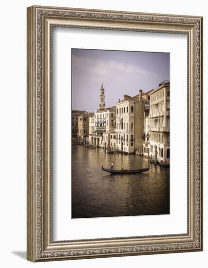 Evening light and gondola on the Grand Canal, Venice, Veneto, Italy-Russ Bishop-Framed Photographic Print