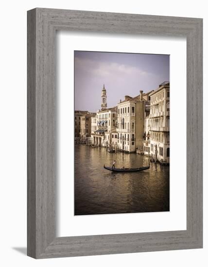 Evening light and gondola on the Grand Canal, Venice, Veneto, Italy-Russ Bishop-Framed Photographic Print