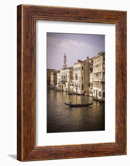 Evening light and gondola on the Grand Canal, Venice, Veneto, Italy-Russ Bishop-Framed Photographic Print