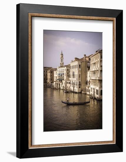 Evening light and gondola on the Grand Canal, Venice, Veneto, Italy-Russ Bishop-Framed Photographic Print