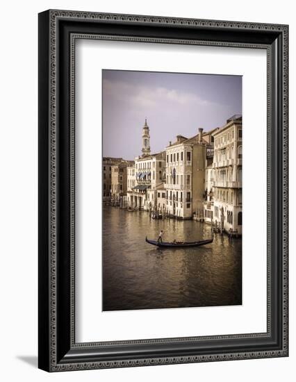 Evening light and gondola on the Grand Canal, Venice, Veneto, Italy-Russ Bishop-Framed Photographic Print