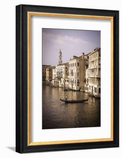 Evening light and gondola on the Grand Canal, Venice, Veneto, Italy-Russ Bishop-Framed Photographic Print