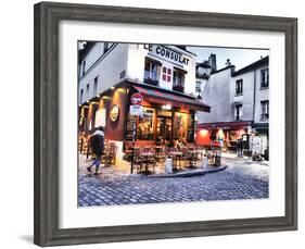 Evening light and restaurants, Montmartre region of Paris.-Sylvia Gulin-Framed Photographic Print