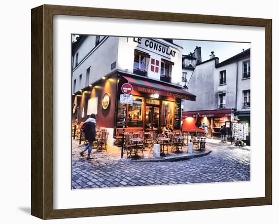 Evening light and restaurants, Montmartre region of Paris.-Sylvia Gulin-Framed Photographic Print