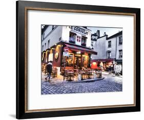 Evening light and restaurants, Montmartre region of Paris.-Sylvia Gulin-Framed Photographic Print