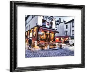 Evening light and restaurants, Montmartre region of Paris.-Sylvia Gulin-Framed Photographic Print