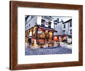 Evening light and restaurants, Montmartre region of Paris.-Sylvia Gulin-Framed Photographic Print