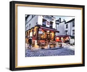 Evening light and restaurants, Montmartre region of Paris.-Sylvia Gulin-Framed Photographic Print