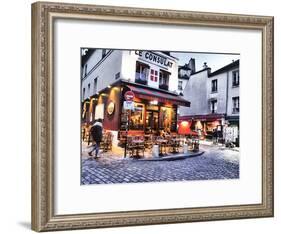 Evening light and restaurants, Montmartre region of Paris.-Sylvia Gulin-Framed Photographic Print