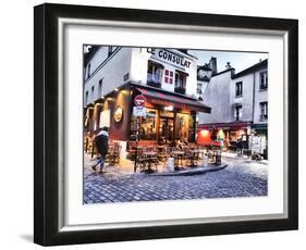 Evening light and restaurants, Montmartre region of Paris.-Sylvia Gulin-Framed Photographic Print