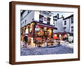 Evening light and restaurants, Montmartre region of Paris.-Sylvia Gulin-Framed Photographic Print