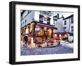 Evening light and restaurants, Montmartre region of Paris.-Sylvia Gulin-Framed Photographic Print