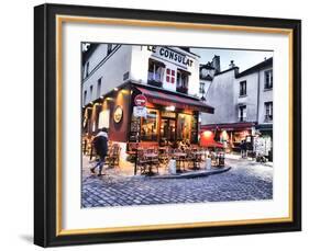 Evening light and restaurants, Montmartre region of Paris.-Sylvia Gulin-Framed Photographic Print