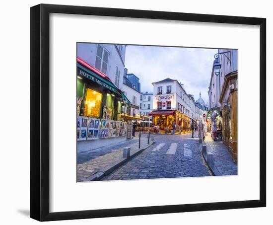 Evening light and restaurants, Montmartre region of Paris.-Sylvia Gulin-Framed Photographic Print