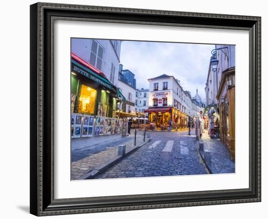 Evening light and restaurants, Montmartre region of Paris.-Sylvia Gulin-Framed Photographic Print